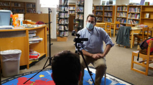 Mr Roslund with video camera at The Glenholme School 2